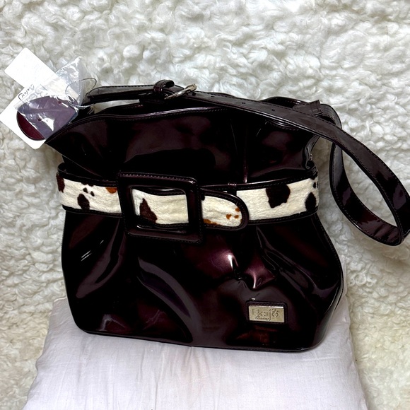 Beijo Burgundy and White Shoulder Bag